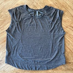 EUC LULULEMON Gray Black Loose Fitting Pleated Cap Sleeve Tank - 10
